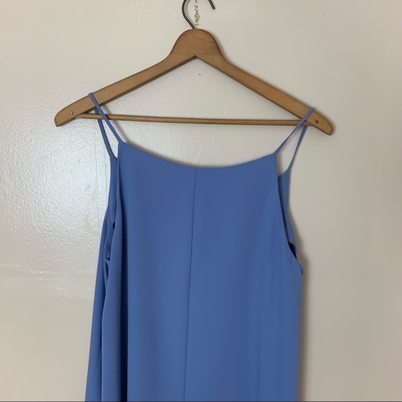 29. [Antibes Blanc] Blue Midi Shark Bite Hem Tent Trapeze Sleeveless Dress - Picture 8 of 10